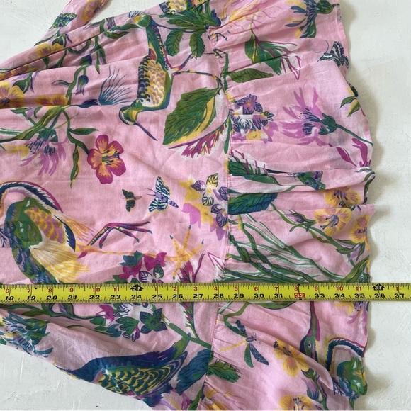 BANJANAN WOMEN'S LILIAN DRESS PINK FLORAL BIRDS BUTTERFLIES RUFFLED DRESS SZ XS - Picture 10 of 10